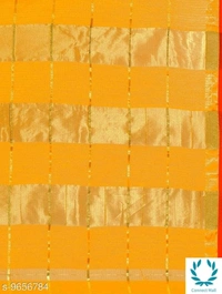  Kota Doria Cotton Zari Stripes Checks saree with Unstitched Blouse piece - Saree Length Size:5.5m Blouse  Length  Size:0.8, Yellow, Saree And Blouse Fabric:Cotton Blend, Pack of :1